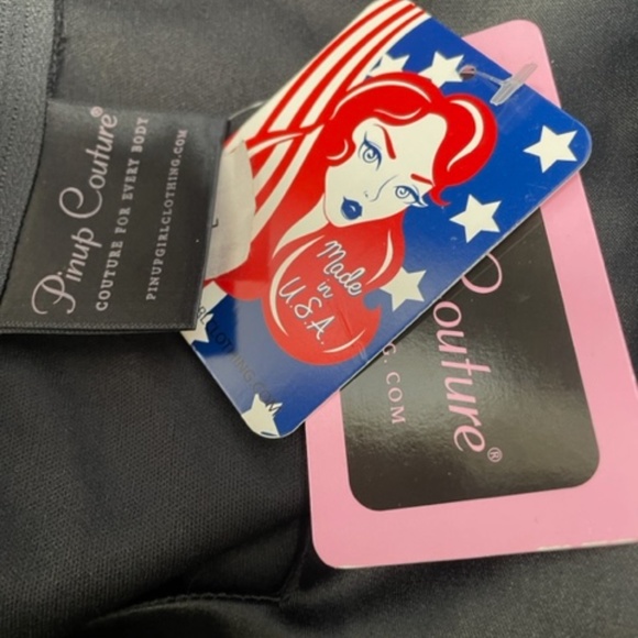 NWT Pinup Couture Black Satin Mona Retro Dress - Picture 5 of 12